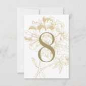 Elegant Goud Bloemen Pioen Bruiloft Tafel Nummer Kaart (Voorkant)