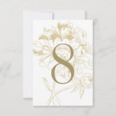 Elegant Goud Bloemen Pioen Bruiloft Tafel Nummer Kaart (Achterkant)