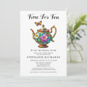 Elegant Goud Bloemen Theepot Vrijgezellenfeest Kaart (Staand voorkant)