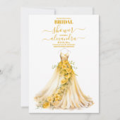 Elegant Goud Bloemen Trouwjurk Vrijgezellenfeest Kaart (Voorkant)