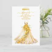 Elegant Goud Bloemen Trouwjurk Vrijgezellenfeest Kaart (Staand voorkant)