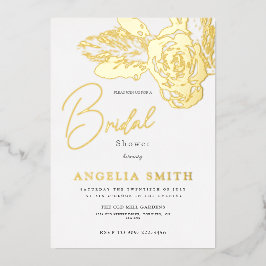 Elegant Goud Bloemen Vrijgezellenfeest Echt Folie Uitnodiging