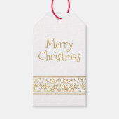 Elegant Goud Bloemen Vrolijk Kerstfeest Cadeaulabel (Voorkant)