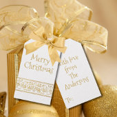 Elegant  Goud Bloemen Vrolijk Kerstfeest Cadeaulabel