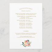 Elegant Goud Bloemen Waterverf Trouwprogramma Programmakaart (Achterkant)