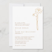 Elegant Goud Bloemen Wit Bruiloft Kaart (Voorkant)