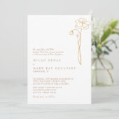 Elegant Goud Bloemen Wit Bruiloft Kaart (Staand voorkant)