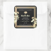 Elegant Goud Bloemen Zwart Product Verpakking Etik Vierkante Sticker (Tas)
