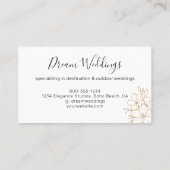 Elegant Goud Bloemenlijn Tekening Bruiloft Planner Visitekaartje (Achterkant)