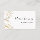 Elegant Goud Bloemenlijn Tekening Bruiloft Planner Visitekaartje (Voorkant)