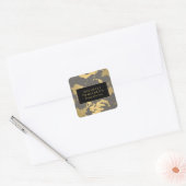 Elegant goud bloemenpatroon grijs vierkante sticker (Envelop)