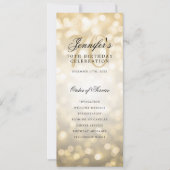 Elegant Goud Bokeh 70ste Verjaardagsprogramma met  Kaart (Voorkant)