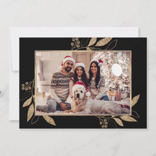Elegant Goud Botanisch 3 Fotocollage Kerstmis (Achterkant)