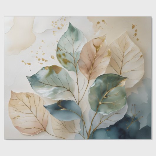 Elegant Goud Botanisch Cadeaupapier (Vlak)