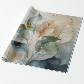 Elegant Goud Botanisch Cadeaupapier (Uitgerold)