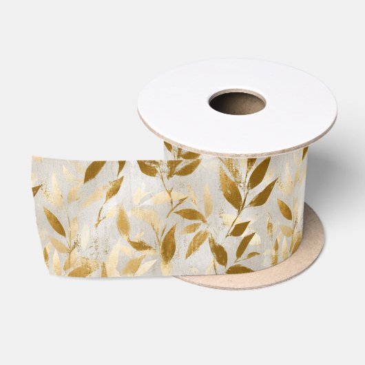 Elegant Goud Botanisch Satijnen Lint (Spoel)