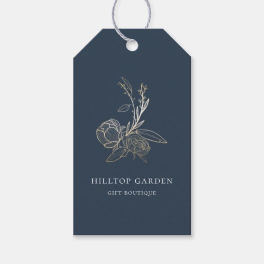 Elegant Goud Botanische Bloemen Prijs Labels Cadeaulabel (Voorkant)
