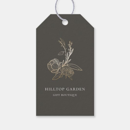 Elegant Goud Botanische Bloemen Prijs Labels Cadeaulabel (Voorkant)