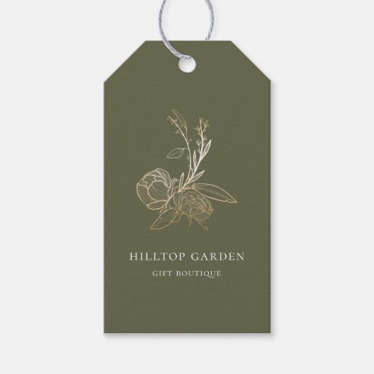 Elegant Goud Botanische Bloemen Prijs Labels Cadeaulabel (Voorkant)