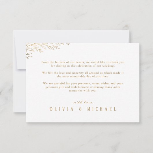 Elegant goud botanische foliefoto bedankt (Achterkant)