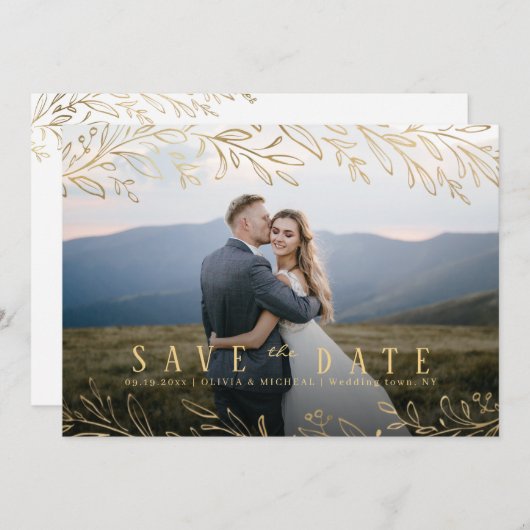 Elegant goud botanische foliefoto, behalve de datu kaart (Voorkant / Achterkant)