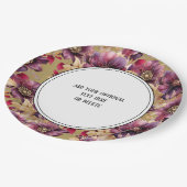 Elegant Goud Bourgogne Bloemen patroon rand Papieren Bordje (Gekanteld)