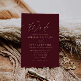 Elegant Goud Bourgogne Kalligrafie Wij Doen Bruilo Kaart