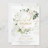 Elegant Goud Bruids Brunch Douche Wit Bloemen Kaart (Voorkant)