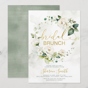 Elegant Goud Bruids Brunch Douche Wit Bloemen Kaart