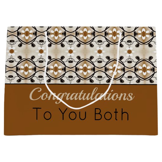 Elegant goud bruin en zwart groot cadeauzakje (Voorkant)