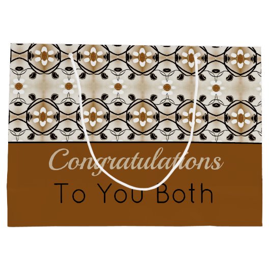 Elegant goud bruin en zwart groot cadeauzakje (Achterkant)