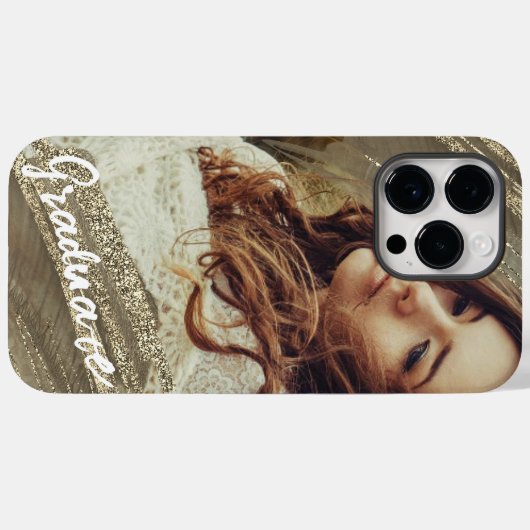 Elegant Goud Bruin Groen voor Afstuderen Foto Case-Mate iPhone Case (Achterkant (horizontaal))