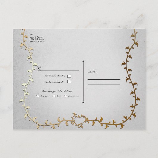 Elegant Goud Carriage Storybook Bruiloft R.S.V.P. Aankondigingskaart (Achterkant)