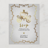 Elegant Goud Carriage Storybook Bruiloft R.S.V.P. Aankondigingskaart (Voorkant)