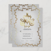 Elegant Goud Carriage Storybook Bruiloft R.S.V.P. Kaart (Voorkant / Achterkant)