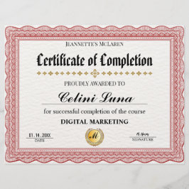 Elegant Goud Certificaat van Voltooiing - Modern