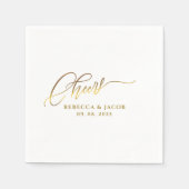 Elegant Goud Cheers Kalligrafie Script Servet (Voorkant)