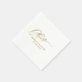 Elegant Goud Cheers Kalligrafie Script Servet (Hoek)