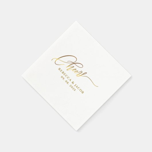 Elegant Goud Cheers Kalligrafie Script Servet (Hoek)