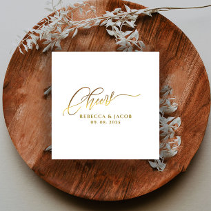 Elegant Goud Cheers Kalligrafie Script Servet