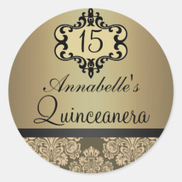 Elegant Goud Chic Damask Quinceanera Sticker