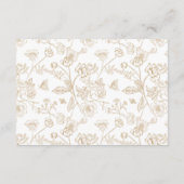 Elegant Goud Chinoiserie Bloemen Bruiloft Receptie Informatiekaartje (Achterkant)