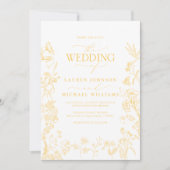 Elegant Goud Chinoiserie Victoriaans Bloemen Bruil Kaart (Voorkant)