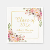 Elegant Goud Chique Bloemen Graduation Party Servet (Voorkant)