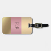 Elegant Goud Chopper Roze Metallic monogram Naam Bagagelabel (Voorkant horizontaal)