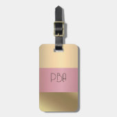 Elegant Goud Chopper Roze Metallic monogram Naam Bagagelabel (Voorkant verticaal)