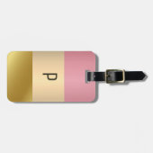 Elegant Goud Chopper Roze Metallic monogram Naam Bagagelabel (Voorkant horizontaal)