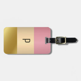 Elegant Goud Chopper Roze Metallic monogram Naam Bagagelabel