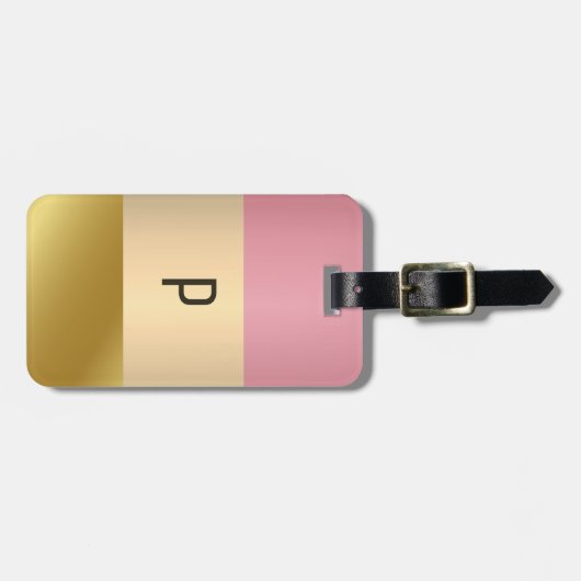 Elegant Goud Chopper Roze Metallic monogram Naam Bagagelabel (Voorkant horizontaal)