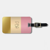 Elegant Goud Chopper Roze Metallic monogram Naam Bagagelabel (Voorkant horizontaal)